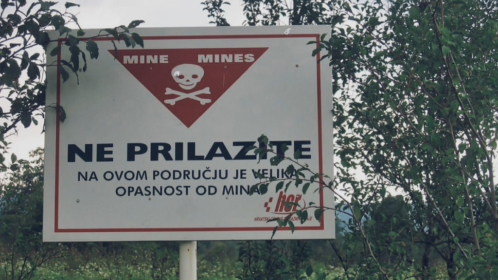 a croatian safety sign for landmines