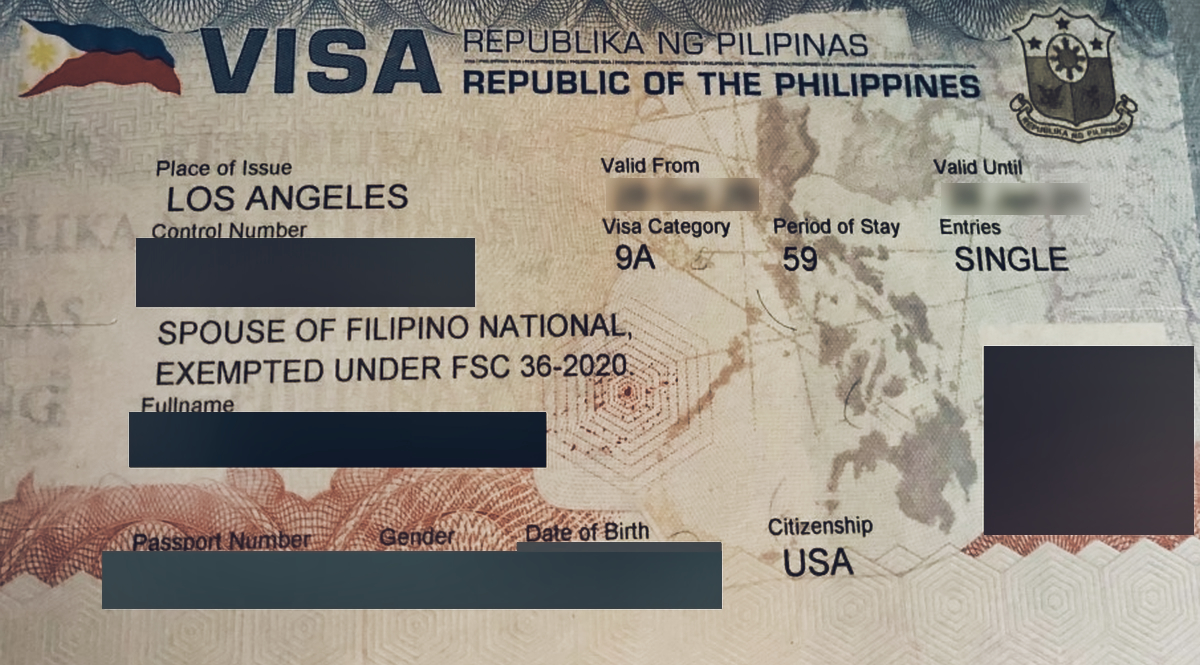 example of 9a Philippine visa for British citizens